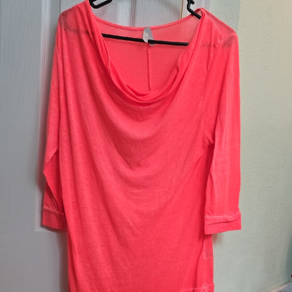 Women's Neon Pink Cowl Neck Top